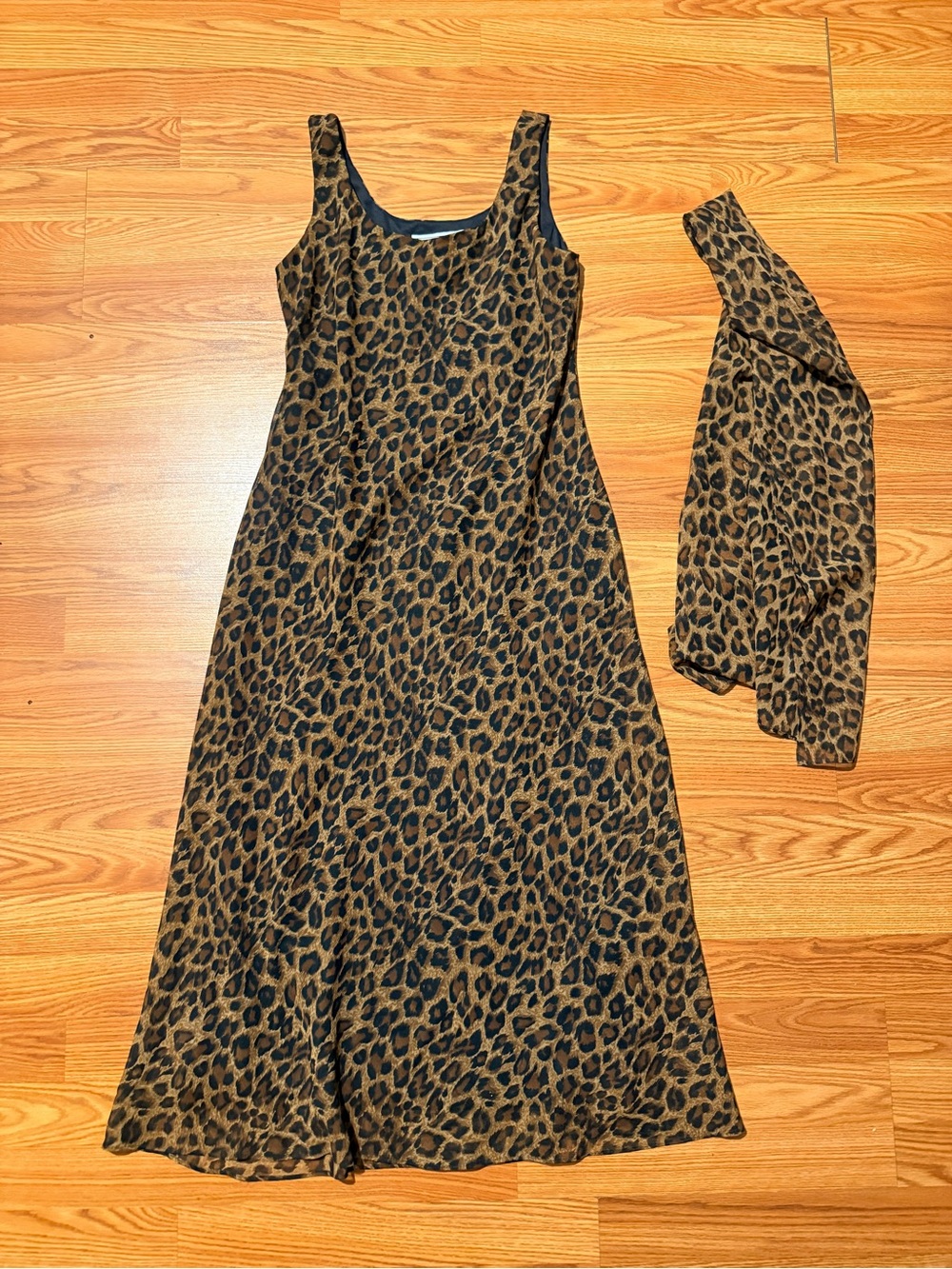 Jessica Howard Leopard Print Tank Dress with Matching Scarf - Brown/Black